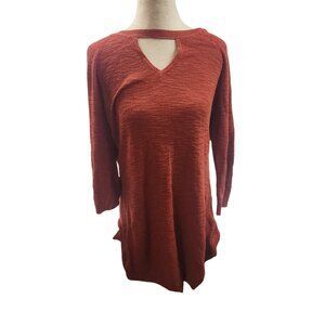 Torrid  Rust Red 3/4 Sleeve Sweater With Keyhole Neck Womens Size 1